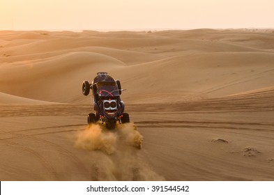 NOV 29 -DUBAI, UAE:  Dune Buggy Performs A Show For Tourist  On The  29th Of November 2013 In Dubai, UAE.The Dubai Desert Trip In Off-road Car Is Major Tourists Attraction, Dubai,