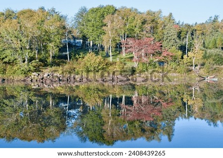 Nova Scotia Sherbrooke Village Open Museum Reflection of Autumn Splendour in Saint Mary's River
