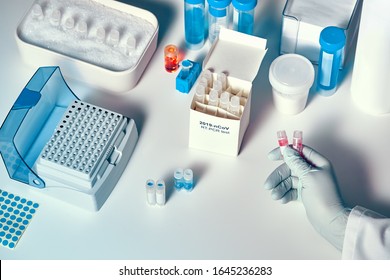 Novel Coronavirus 2019 NCoV Pcr Diagnostics Kit. This Is Covid19 RT-PCR Kit To Detect Presence Of 2019-nCoV Or Virus In Clinical Specimens. In Vitro Diagnostic Test Based On Real-time PCR Technology