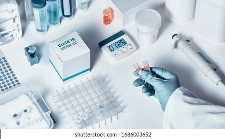 Novel coronavirus 2019 nCoV RT-PCR diagnostics kit. Reagents, primers and control samples to detect presence of 2019-nCoV or covid19 virus. In vitro diagnostic test based on real-time PCR technology.
