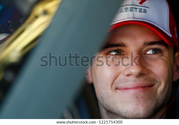 November 02,\
2018 - Ft. Worth, Texas, USA: Ryan Reed (16) hangs out in the\
garage during practice for the O\'Reilly Auto Parts Challenge at\
Texas Motor Speedway in Ft. Worth,\
Texas.