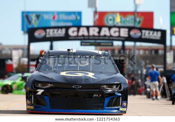 November 02, 2018 - Ft. Worth, Texas,\
USA: Reed Sorenson (7) takes to the track to practice for the AAA\
Texas 500 at Texas Motor Speedway in Ft. Worth,\
Texas.
