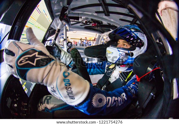 November 03, 2018 - Ft.\
Worth, Texas, USA: Kyle Larson (42) hangs out in the garage during\
practice for the AAA Texas 500 at Texas Motor Speedway in Ft.\
Worth, Texas.