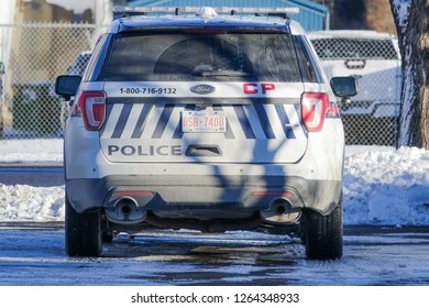 November 11 2018 - Calgary, Alberta, Canada - Calgary Police Service SUV Parked By Roadside