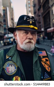 November 11th 2016 - New York City - At The Veterans Day Parade In NYC, A Portrait Of A Vietnam Veteran.