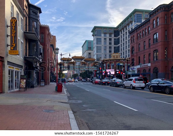 November 12, 2019 China Town,\
Washington DC. Pedestrian across the street at China Town in\
DC.