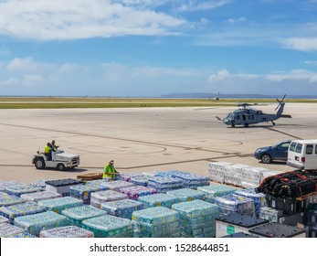 November 2, 2018, Saipan International Airport, Northern Mariana Islands, Supplies Stocked At Airport After Typhoon.