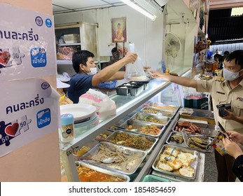 November, 2020 - Bangkok, Thailand: Thai people spend benefits of Khon-La-Kring, the 50-50 co-payment program, on small food venders. The 50-50 co-payment program is Thai government’s economic stimulu
