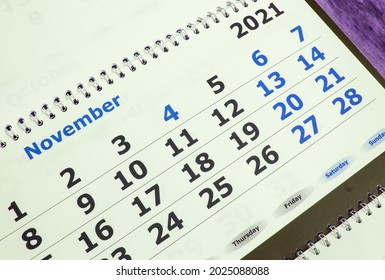 November 2021 on the calendar page, wall calendar, business planning concept.