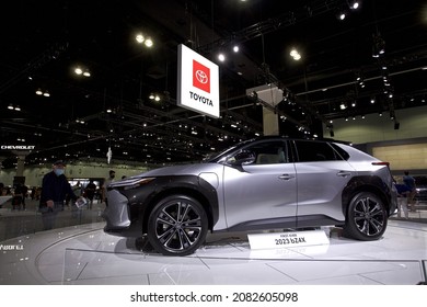 November 27, 2021: 
Toyota BZ4X Crossover Suv Concept Car Displayed At The L.A. Auto Show