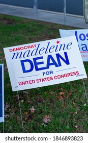 November 3, 2020 - Elkins Park, Pennsylvania: A Madeleine Dean Sign At A Polling Station On Election Day In Elkins Park Pennsylvania