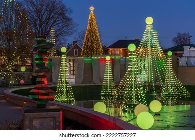 November 30th 2022 - Gahanna Ohio, United States. Christmas Light Display At Creekside Park In Downtown Gahanna Ohio. 