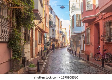 November 4, 2020. Istanbul, Turkey. Wet Streets After Rain On The Streets Of Balat, Istanbul