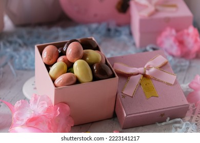 November 4, 2022. Selangor, Malaysia. Assorted almond chocolate beryls in the gift box. - Shutterstock ID 2223141217