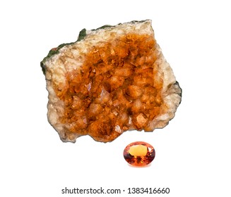 november birthstone, quartz citrine, isolated on white background
