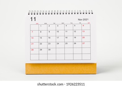 November Calendar 2021 on white background.