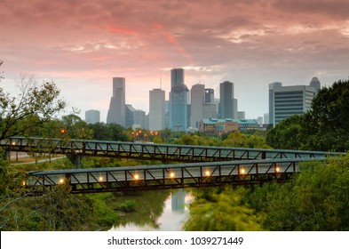 November Sunrise Over Downtown Houston - Southeast Texas Harris County