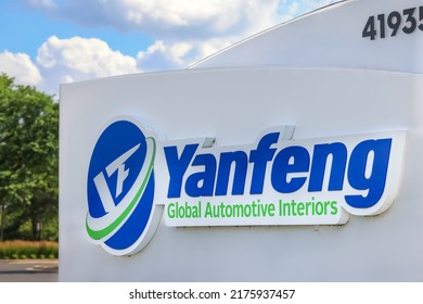 Novi, MI, USA - June 26, 2022: Signage Of Yanfeng Global Automotive Interiors Company, One Of The Top 100 Automotive Suppliers In The World.