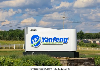 Novi, MI, USA - June 26, 2022: Signage Of Yanfeng Global Automotive Interiors Company, One Of The Top 100 Automotive Suppliers In The World.