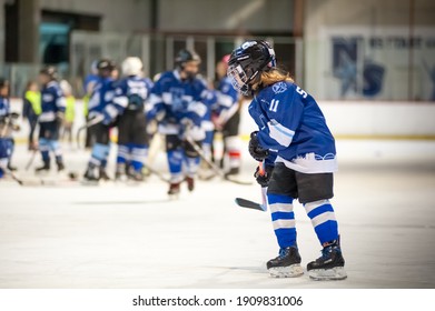 Novi Sad, Serbia - January 27, 2021: Junior Ice Hockey Player On Training Session