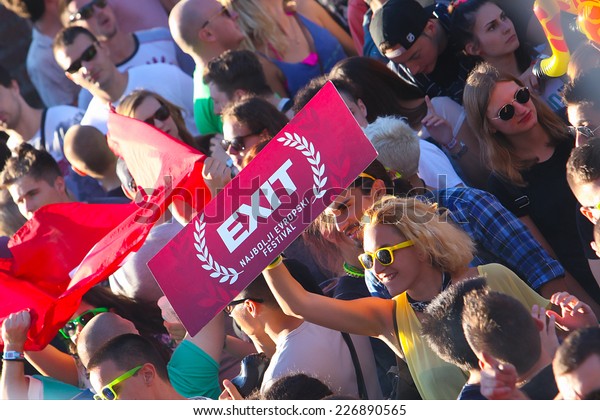 NOVI SAD, SERBIA\
-JULY 11: Crowd enjoying concert at Exit festival on July 11, 2014\
in Petrovaradin fortress