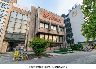 Novi Sad, Serbia July 30, 2019: Singidunum University Faculty Building In Novi Sad. Singidunum Is The First Private University Accredited Under The New Higher Education Act.