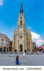 Novi Sad, Serbia June 19, 2019: Tourists From Asia Are Taking Photos Of Novi Sad