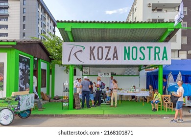 Novi Sad, Serbia - May 21, 2022: Goat Farm Koza Nostra Booth At Agriculture Fair Trade Exhibition.