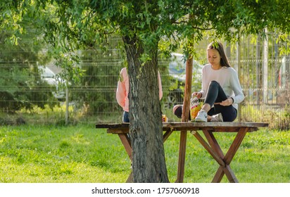 Novi Sad, Serbia - May 31. 2020: Two Friends In The Vojvodina Town Of Srbobran 