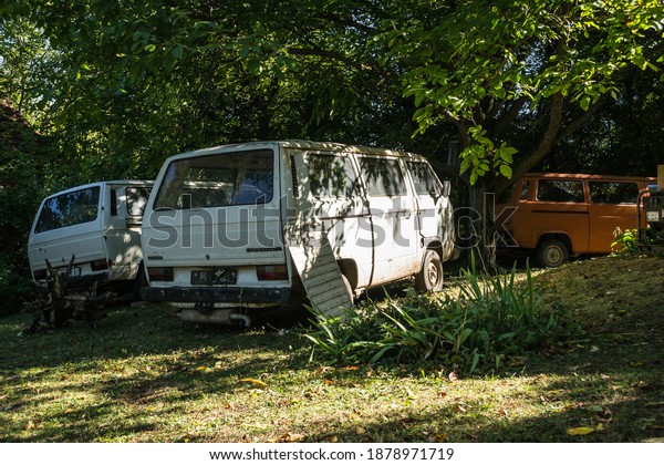 Novi Sad, Serbia - November 14. 2020: \
Abandoned Volkswagen vehicles in a private yard\
