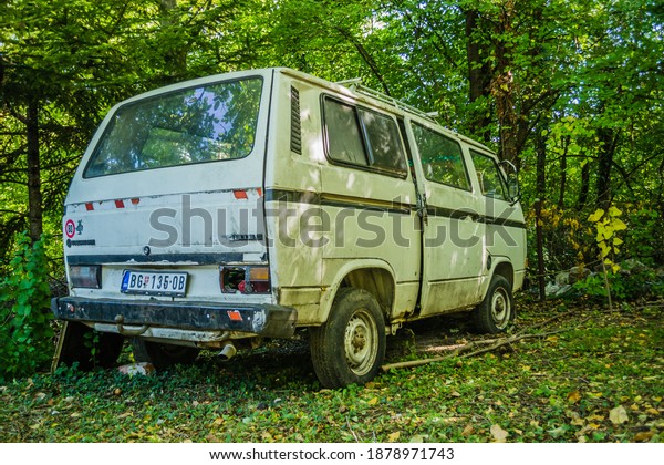 Novi Sad, Serbia - November 14. 2020: \
Abandoned Volkswagen vehicles in a private yard\
