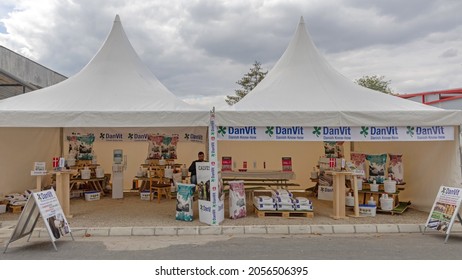 Novi Sad, Serbia - September 21, 2021: Danish Company Danvit Farm Animal Feed at Agriculture Expo Fair.