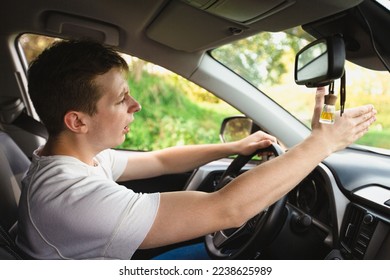 Novice driver sitting in his car behind the wheel shaking threatens another motorist. Bad and aggressive behavior on road concept. - Shutterstock ID 2238625989
