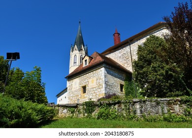 Novo Mesto cathedral or St Nicholas's cathedral landmark in Dolenjska, Slovenia - Shutterstock ID 2043180875