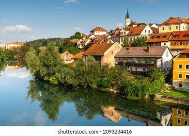 Novo Mesto ( Rudolfswerth, Newestat), Slovenia, Lower Carniola Region, near Croatia at Bend of River Krka. - Shutterstock ID 2093234416