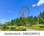 Novosibirsk, Novosibirsk region, Russian Federation - June 01 2024. Ferris wheel on Mikhailovskaya embankment