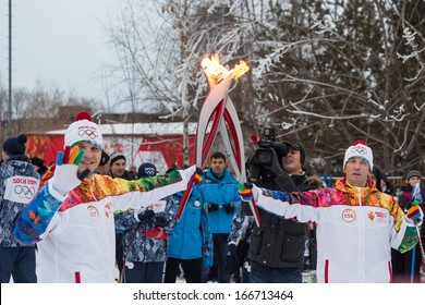 Novosibirsk, Russia - December 7, 2013 :Passing The Torch Relay, In Novosibirsk