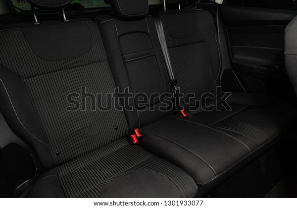 Novosibirsk, Russia - February 01, 2019: \
Ford Focus, close-up of the rear seats. Photography of a modern car\
on a parking in\
Novosibirsk\
