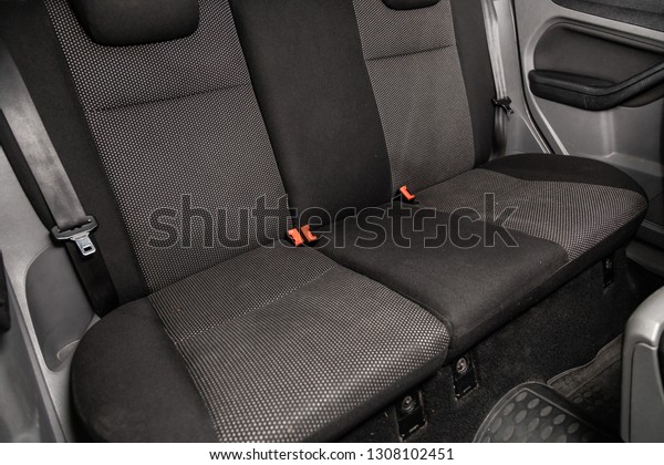 Novosibirsk, Russia - February 08, 2019:\
Ford Focus, close-up of the rear seats. Photography of a modern car\
on a parking in\
Novosibirsk\
\

