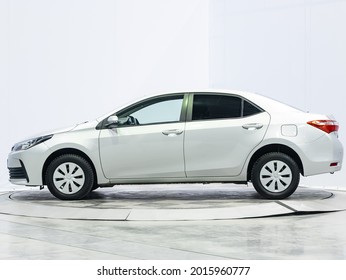 Novosibirsk, Russia - July 21 , 2021:  Toyota Corolla, side view. Popular car on a parking