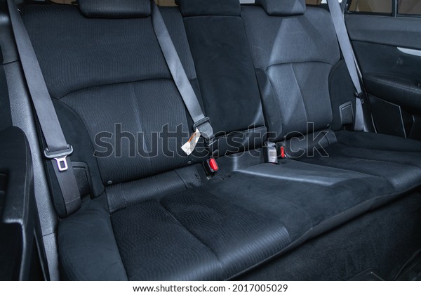 Novosibirsk, Russia\
- July 21, 2021:  Subaru Outback, Rear seat for passengers in black\
textile. Comfort car\
inside.