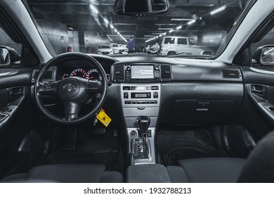Novosibirsk, Russia – March 2 2021: Toyota Corolla, Interior of new modern SUV car with automatic transmission, dashboard