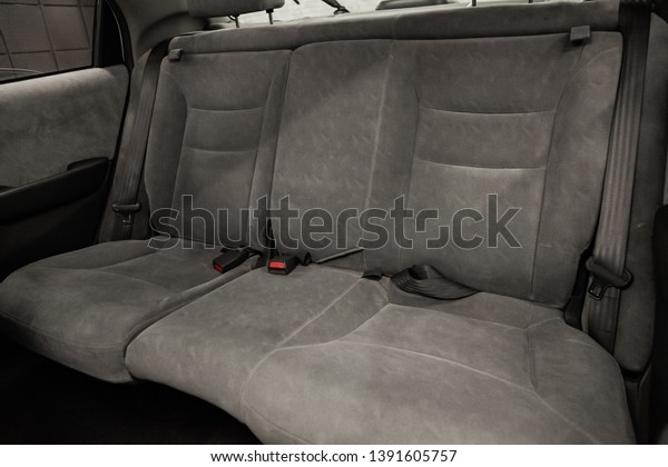 Novosibirsk, Russia - May 06, 2019:  Honda\
Fit Aria,close-up of the rear seats. Photography of a modern car on\
a parking in\
Novosibirsk\
