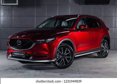 Novosibirsk, Russia - November 16, 2018: Mazda CX5, Front View. Photography Of A Modern Car On A Parking In Novosibirsk