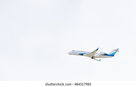 Novosibirsk, Russia - September 13, 2016: Yamal Bombardier CRJ After Takeoff