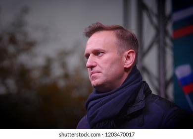 Novosibirsk, Russia-October 3, 2017.Politician Alexei Navalny Speaks At An Opposition Rally