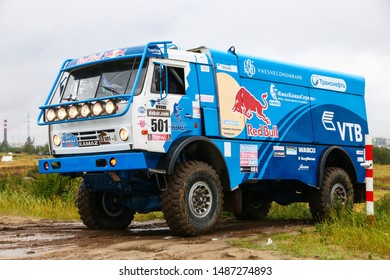 Novyy Urengoy, Russia - August 24, 2019: Former Paris - Dakar Rally Truck Kamaz 4911 Extreme At The Countryside.