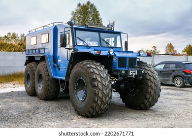 Novyy Urengoy, Russia - September 10, 2022: Low-pressure Tyres Offroad Vehicle Olimp In The City Street.