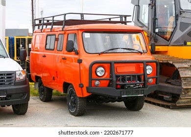 Novyy Urengoy, Russia - September 10, 2022: Brand New Offroad Van UAZ-3909 Kombi Expedition In The City Street.