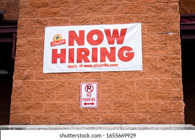 Now Hiring Sign At The Cherryhill New Jersey Shoprite. 2/25/2020.